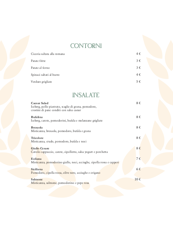 Menu Giulio Cesare L'impero Del Gusto-9
